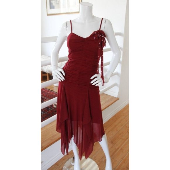 Sue Wong Dresses & Skirts - Vintage Sue Wong Red Mesh Handkerchief Y2K 90s 2000s Party Dress 4